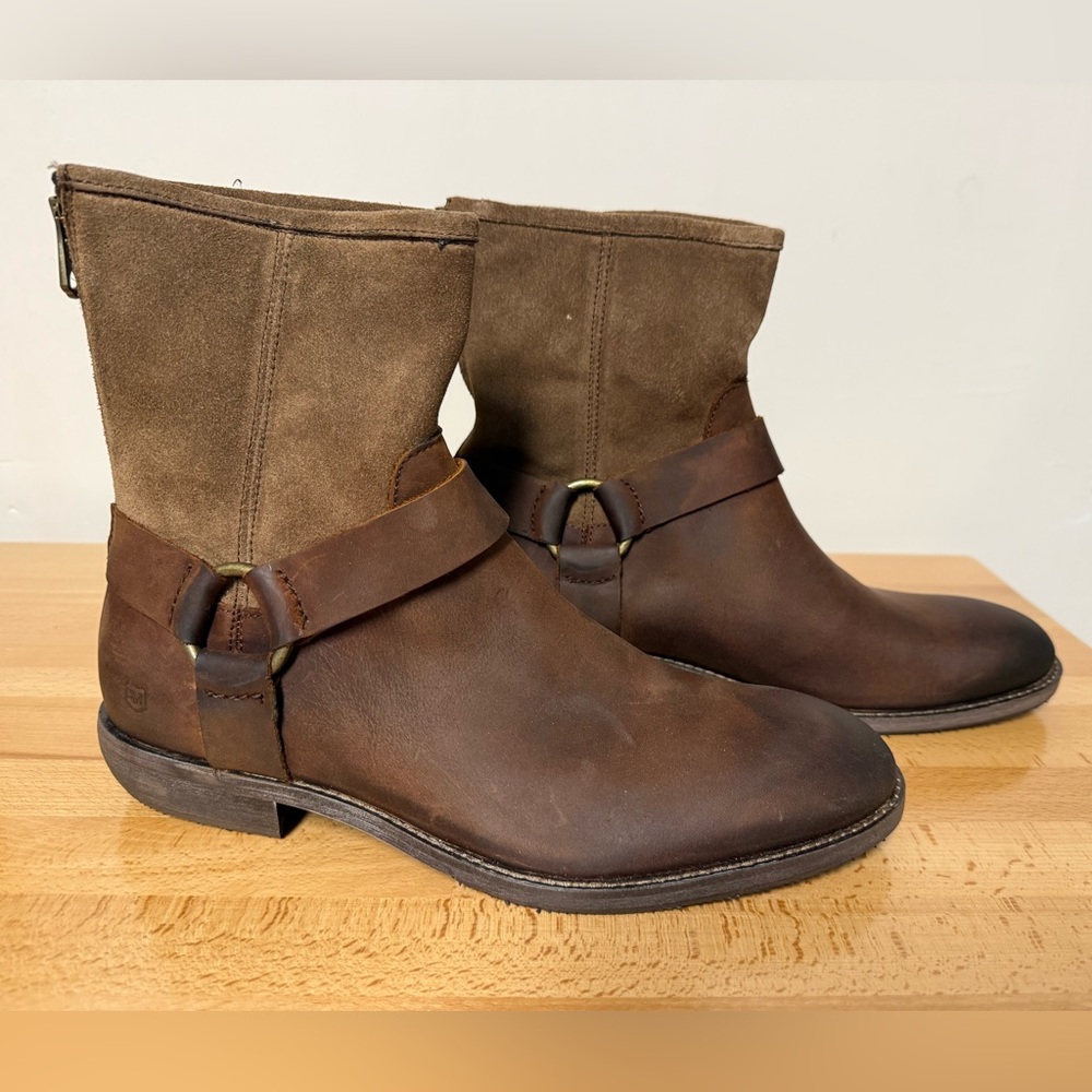 Andrew Marc, Men’s harness moto boots, Brown Leather, size 9